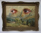 Tes yeux - Huile sur toile, cadre (intervention sur tableau des années 1950), 2017 (collection Aucube)