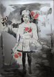 Louise - Acrylique et collage de papier pour fleurs sur chromocarton argenté, 70 x 50 cm, 2020.